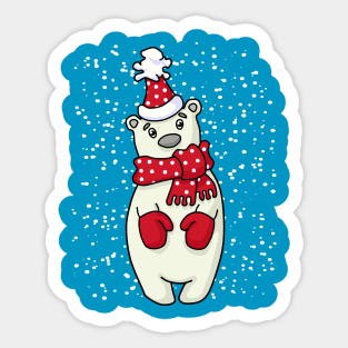 Polar Bear in Snow - Christmas Polar Bear Sticker